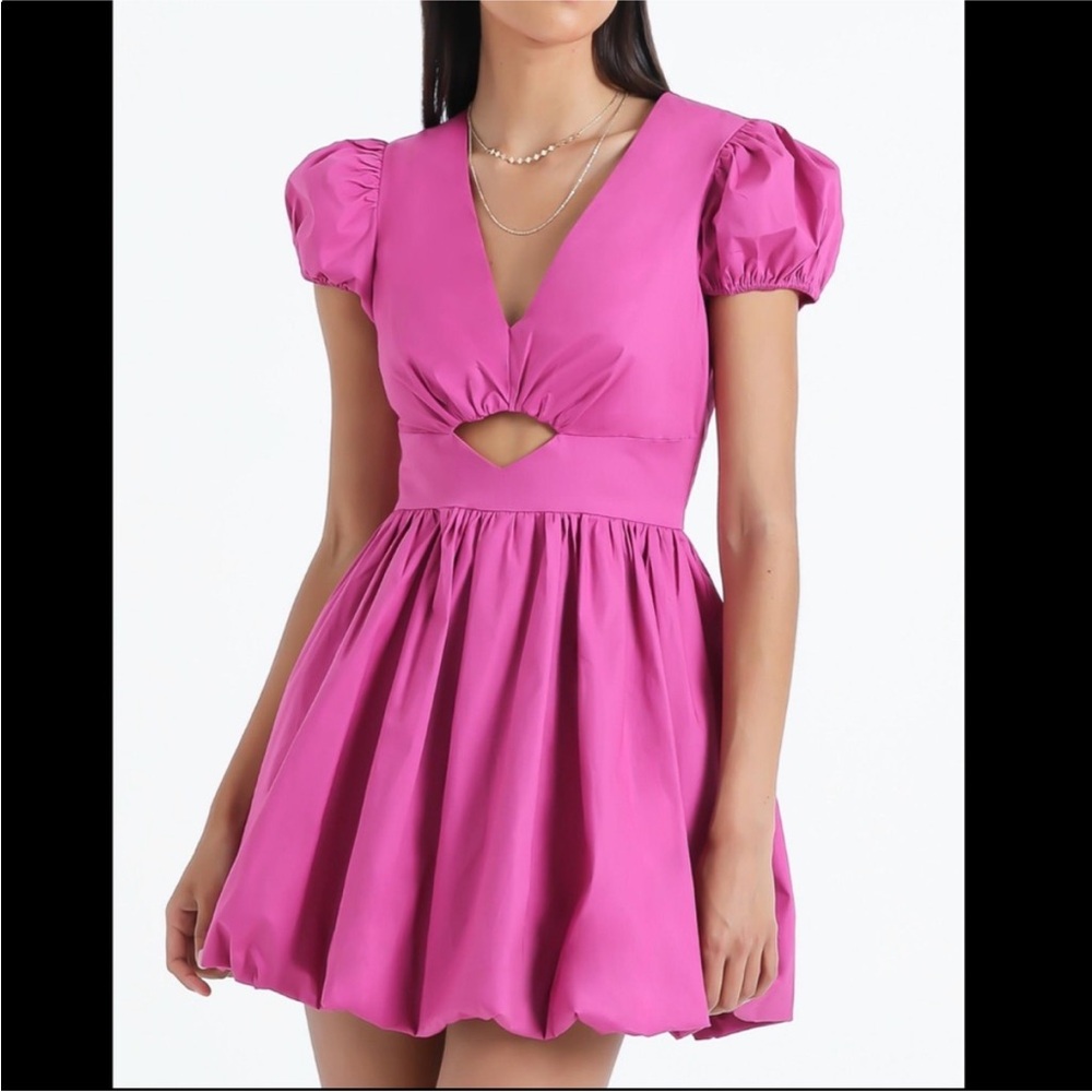 Showpo Fuchsia Puff Sleeve Mini Dress